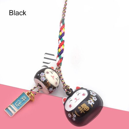 Dubbla Lucky Cat Hänge Japansk Lucky Cat Cat Ornament SVART Black