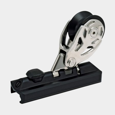 Seldén System 42 Genuatravare med Pinstop i svart eloxerad aluminium och rostfritt stål med 80mm trissa