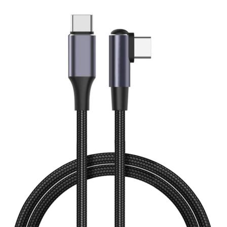 PD100W Type-C USB C 90-graders albuedatakabel 100W 480Mbps Hurtiglading Nylonledning Slitesterk datalinje