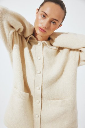 NA-KD Strickjacke aus Wollmischung - Cardigans - Beige - XL