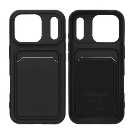 Mobilskal Silikon med Korthållare för iPhone 17 Pro - Svart