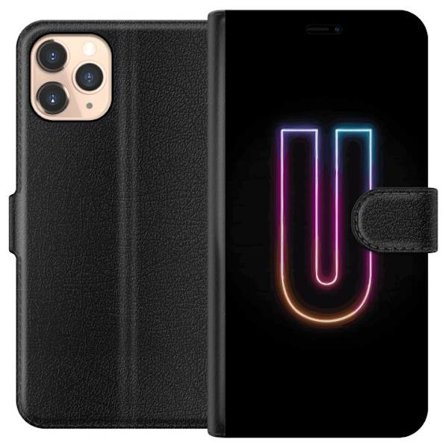 Kompatibelt Lommeboketui til Apple Apple iPhone 11 Pro Minimalistisk neonbokstav U i fargerik lys effekt mot svart bakgrunn