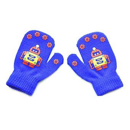 Strikkede vinterhansker for barn, varme helfingerhansker for 1-4 år gamle barn Blå