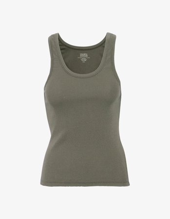Women Organic Rib Tank Top - Dusty Olive - L