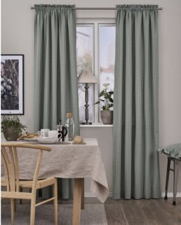 Gardinfag garnfarvede 2-pak ternede Grøn - 115x240 cm - Linea