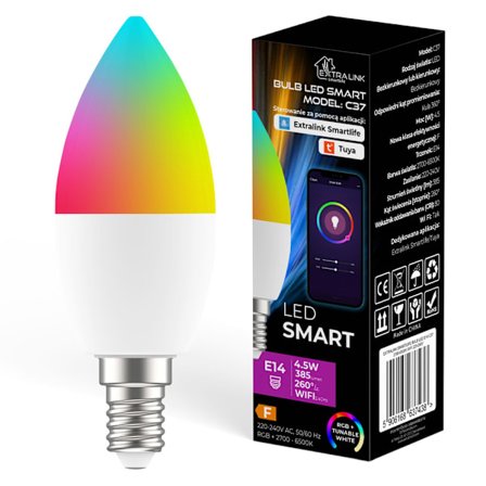 Extralink Smart Life LED-lamppu E14 C37 - RGB - WiFi - 2700-650