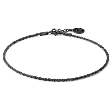 Bracelet de cheville pour hommes avec chaîne torsadée en acier inoxydable noir pour hommes - Bracelets de cheville