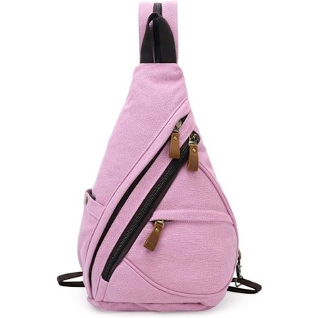 Unisex Sling Canvas Crossbody Ryggsäck Casual Daypacks passar 9,7 tums surfplatta Ryggsäck (Rosa)
