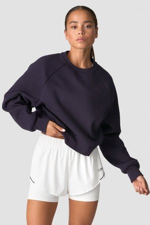 ICANIWILL - Everyday Cropped Crewneck Wmn Night Purple - Pitkähihaiset - Naiset - Treenivaatteet ICIW:ltä