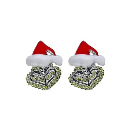 Grinch Jultomte Örhängen Halsband Fullt Besatt Med Strass Jul Grinch Örhängen Och Halsband Nyårsgåva för {Db}