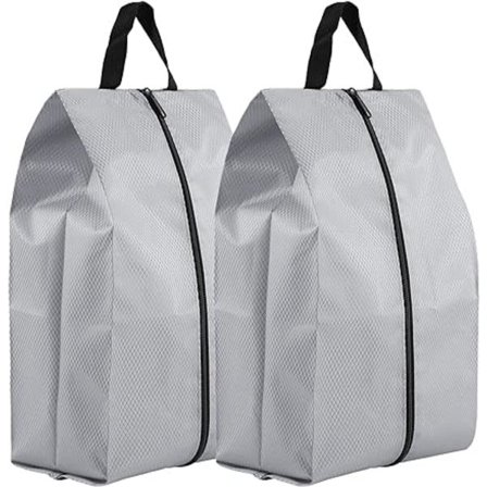 2 grå skoväskor med dragkedja, skoförpackningsväskor, förvaring
