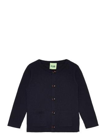 Baby Rib Cardigan Strikkegenser Cardigan Marineblå FUB*Betinget Tilbud