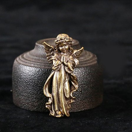 Retro koppar prydnader Mässing ängel figurer dekorationer Gul ONESIZE