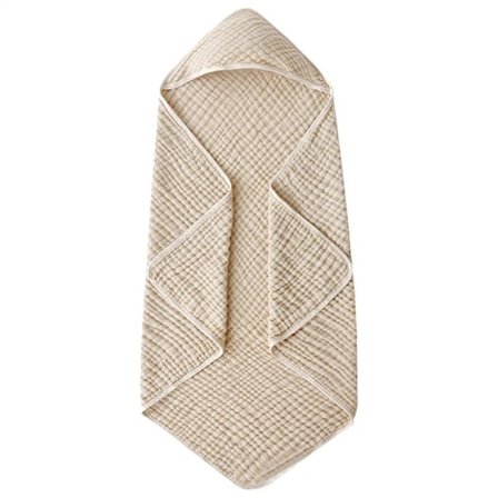 Hætteklædte babyhåndklæder 89 x 89 cm bomuldshåndklæder unisex til 03 år vuggestue hjem strand spa brusebad dagpleje khaki (FMY)