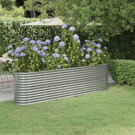 vidaXL Odlingslåda pulverlackerat stål 260x40x68 cm silver Silver