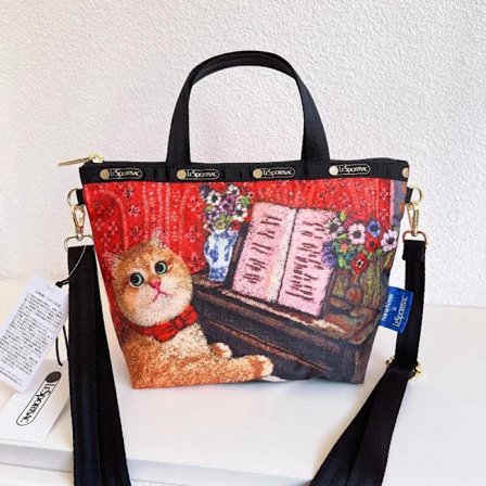 Lesportsac Kawaii Damtygväska Cat Co Branded Series Söt printed handväska Cross Body Bag Tote Bag