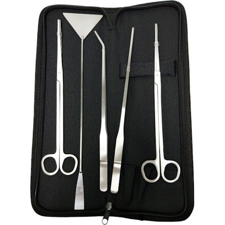 5-i-1 Akvarium Sax, Tank Tång Saxar Spatel Verktygsset, Rostfritt Stål, Aquascaping Verktyg för Akvarium