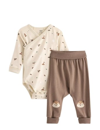 Lindex Set - Bodysuit And Joggers - Cream - 56