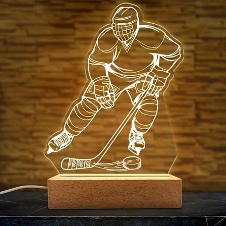 Hockey Nattlampe - Hockey 3D Illusjonslampe Akryl Nattlamper Gaver til Barn Gutter Menn Skrivebord Rom Soverom Dekorasjon på Bursdag Jul[co]