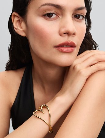 Pandora Heart 14K Gold-Plated Open Bangle - Gold - 16 CM