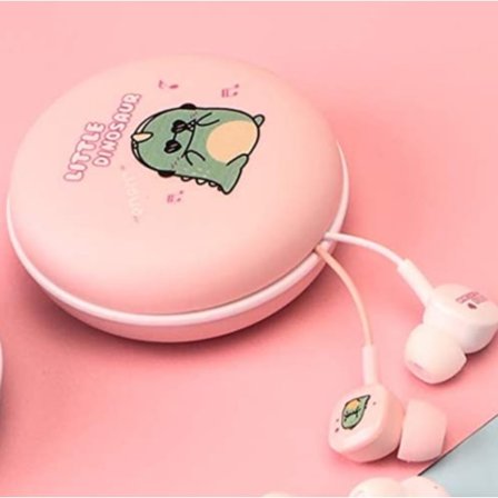 Søte ørepropper for barn, barnevennlige ørepropper med mikrofon for jenter og gutter, myke dinosaurer i-øret hodetelefoner med ledning, gave til 