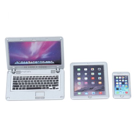 3 st dockhusmini-bärbar dator surfplatta mobiltelefon set tillbehör för docka 1/6 1/12 dockorPJ-500-XH-06