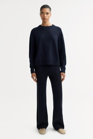 Soft Goat - Boyfriend crewneck - Kashmirtröja dam - L - Navy