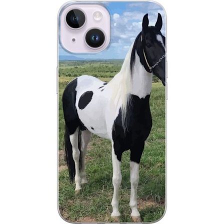 Kompatibelt Mobildeksel til Apple iPhone 14 Heste Magi - stilisert hest i en rolig fargepalett