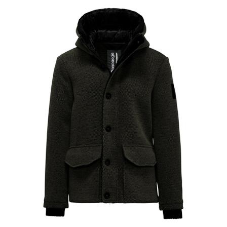 BomBoogie, Short Parka in Boiled Wool with Hood Grijs, Heren, Maat:M,wol