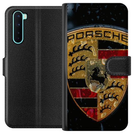 OnePlus Nord Plånboksfodral Porsche logotyp affisch lyxbilsmärke vapen skåpbilsemblem Stuttgart klassisk retrodesign bilkonst