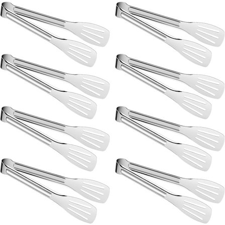 8-pak pinsett, kjøkkengrillpinsett, rustfritt stål pinsett, salatpinsett, matlaging, baking, buffet, grilling, salat, 8 stykker (liten)