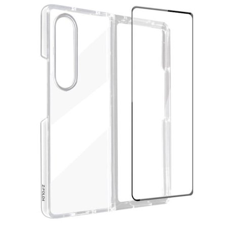 Skyddsfodral för Samsung Galaxy Z Fold 4 - AVIZAR - Silikongel och Härdat Glas 9H - Svart - Hårdkant - Slät