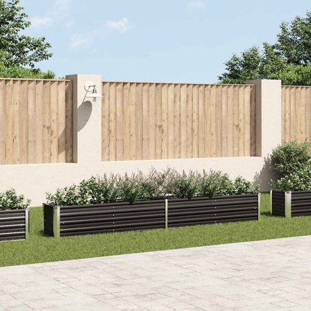 vidaXL Odlingslåda upphöjd galvaniserat stål 320x40x45 cm antracit