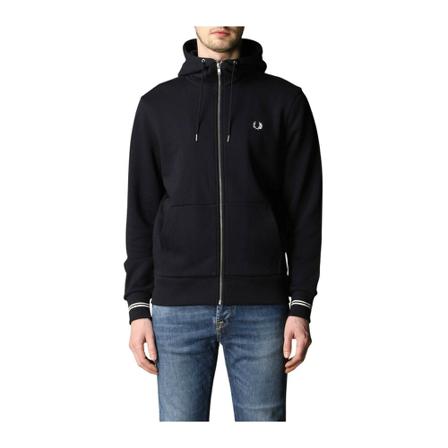 Fred Perry Zip sweatshirt with hood Sort, Herre Trøjer
