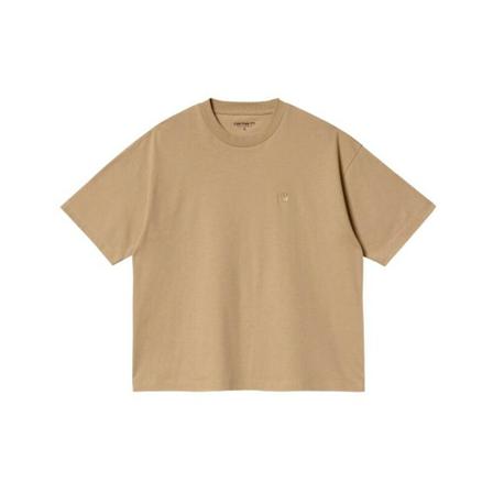 Carhartt Wip, Koszulka damska Carhartt WIP W S/S Chester T-Shirt I030656 Dusty H Brown Beżowy, Kobieta, Rozmiar: XS
