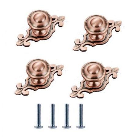 74mm Matt Röd Brons, 4 Dörrknoppar med Bas, Vintage Lantliga Draghandtag för Skåp, Lådor, Garderober eller Dörrar