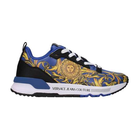 Versace Jeans Couture Baroque Pattern Lace-Up Sneakers , Blauw , Heren , Maat: 40 EU