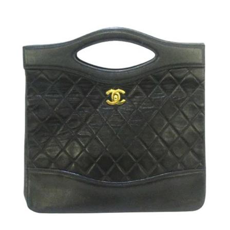 Chanel Vintage Pre-owned Leather handTass , Zwart , Dames , Maat: ONE Size Vintage Tassen