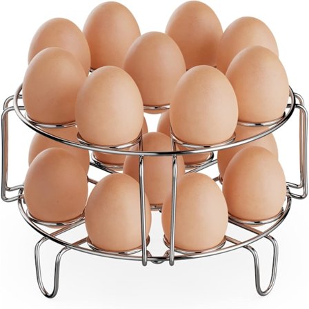 Eggdamperstativ i rustfritt stål - Stabelbart underlag for 6/8 Quart trykkoker, koker 18 egg, Instant Pot-tilbehør (2 pakker)