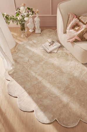 Staycation - Viskoseteppe Flower - Natur - Glattvevde tepper - 120 - Fra Homeroom