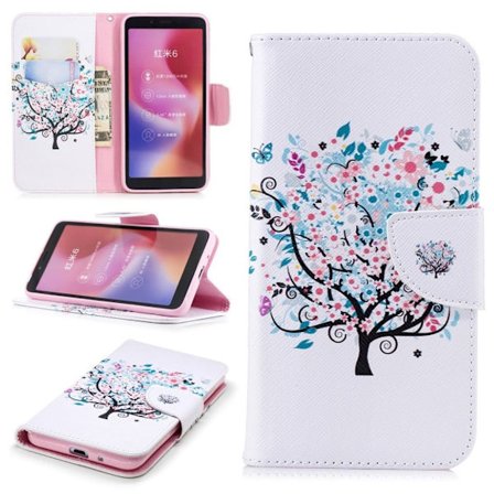 Xiaomi Redmi 6 kuviollinen synteetti nahkainen lompakko suojakotelo magneetti lukolla - Kukkiva Puu