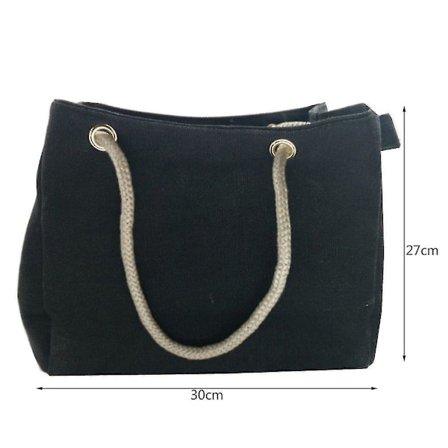 Kvinna Casual Repband Hemp Cloth Canvas Väska Axelväska