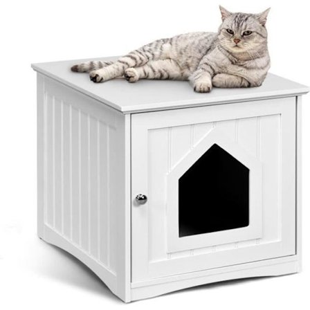 Kattens hus - Trä - 51 x 49 x 47 cm - Vit - Lätt att rengöra - Modern design