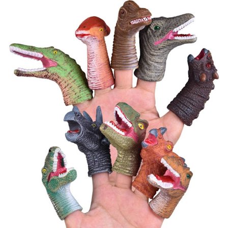 10 stykker dinosaur fingerdukker i gummi, myke og søte for barn