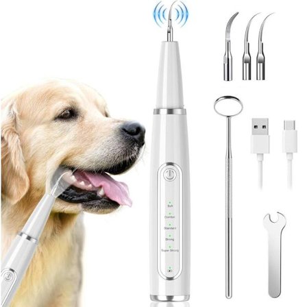 Ultralydstandrenser til hunde, plakfjerner med LED-lys, tandstenfjerner, 5 tilstande til hunde og katte