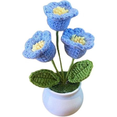 Handgjord Virkad Liljekonvalj, Stickade Konstgjorda Blommor i Kruka för Lärardagen, Bröllopsdekor, Hem- & Kontorsbordsdekoration