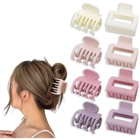 8 kpl hiusklipsejä - Naisten hiuspinnejä - 4 väriä - Set E