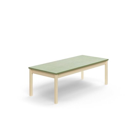 Table DECIBEL, 1600x700x530 mm, noise reducing linoleum, birch/green grey