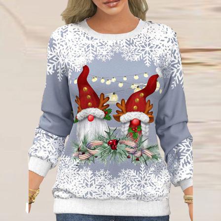 Naisten joulupaita, joulupukkipainatus, joulupaita, harmaa, punainen Grått rött M