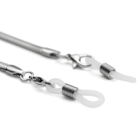 Silver-Tone Stainless Steel Herringbone Sunglasses Chain for Men - Glasses Straps